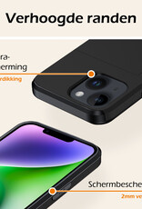 Nomfy Hoesje Geschikt voor iPhone 14 Plus Hoesje Pasjeshouder Shockproof Hard Case Met Screenprotector - Hoesje Geschikt voor iPhone 14 Plus Hoes Met Kaarthouder - Zwart
