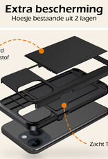 Nomfy Hoesje Geschikt voor iPhone 14 Plus Hoesje Pasjeshouder Shockproof Hard Case Met Screenprotector - Hoesje Geschikt voor iPhone 14 Plus Hoes Met Kaarthouder - Zwart