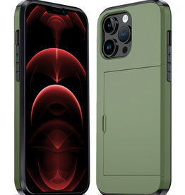 Nomfy Nomfy iPhone 14 Pro Hoesje Pashouder Hard - Donker Groen