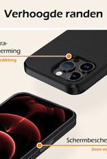 Nomfy Hoesje Geschikt voor iPhone 14 Pro Hoesje Pasjeshouder Shockproof Hard Case Met 2x Screenprotector - Hoesje Geschikt voor iPhone 14 Pro Hoes Met Kaarthouder - Zwart