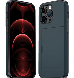 Nomfy Nomfy iPhone 14 Pro Max Hoesje Pashouder Hard - Donker Blauw