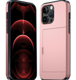 Nomfy Nomfy iPhone 14 Pro Max Hoesje Pashouder Hard - Rosé Goud