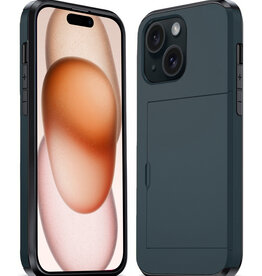 Nomfy Nomfy iPhone 15 Hoesje Pashouder Hard - Donker Blauw