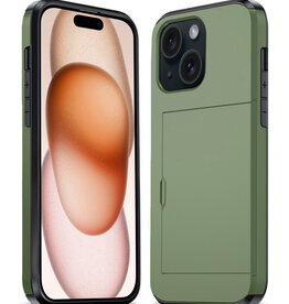 Nomfy Nomfy iPhone 15 Plus Hoesje Pashouder Hard - Donker Groen