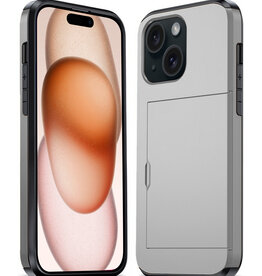 Nomfy Nomfy iPhone 15 Plus Hoesje Pashouder Hard - Grijs