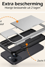 Nomfy Hoesje Geschikt voor iPhone 15 Plus Hoesje Pasjeshouder Shockproof Hard Case - Hoesje Geschikt voor iPhone 15 Plus Hoes Met Kaarthouder - Grijs
