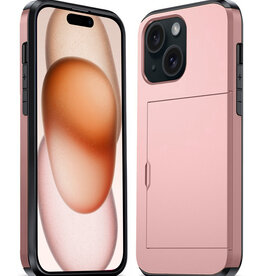 Nomfy Nomfy iPhone 15 Plus Hoesje Pashouder Hard - Rosé Goud