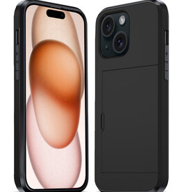 Nomfy Nomfy iPhone 15 Plus Hoesje Pashouder Hard - Zwart