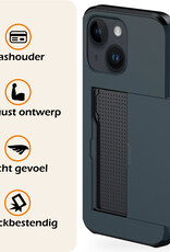 Nomfy Hoesje Geschikt voor iPhone 15 Plus Hoesje Pasjeshouder Shockproof Hard Case Met 2x Screenprotector - Hoesje Geschikt voor iPhone 15 Plus Hoes Met Kaarthouder - Donker Blauw