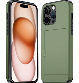 Nomfy Nomfy iPhone 15 Pro Hoesje Pashouder Hard - Donker Groen