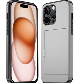 Nomfy Nomfy iPhone 15 Pro Hoesje Pashouder Hard - Grijs