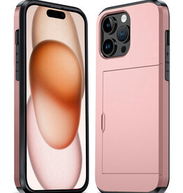 Nomfy Nomfy iPhone 15 Pro Hoesje Pashouder Hard - Rosé Goud