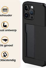 Nomfy Hoesje Geschikt voor iPhone 15 Pro Max Hoesje Pasjeshouder Shockproof Hard Case - Hoesje Geschikt voor iPhone 15 Pro Max Hoes Met Kaarthouder - Zwart