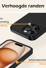 Nomfy Hoesje Geschikt voor iPhone 15 Pro Max Hoesje Pasjeshouder Shockproof Hard Case - Hoesje Geschikt voor iPhone 15 Pro Max Hoes Met Kaarthouder - Zwart