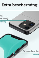 Forterra Hoesje Geschikt voor iPhone 11 Pashouder Hard Case Hoes - Hoes Geschikt voor iPhone 11 Hoesje Back Cover Met Pasjeshouder - Grijs