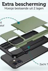 Forterra Hoesje Geschikt voor iPhone 11 Pashouder Hard Case Hoes Met Screenprotector - Hoes Geschikt voor iPhone 11 Hoesje Back Cover Met Pasjeshouder - Donker Groen