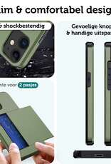 Forterra Hoesje Geschikt voor iPhone 11 Pashouder Hard Case Hoes Met Screenprotector - Hoes Geschikt voor iPhone 11 Hoesje Back Cover Met Pasjeshouder - Donker Groen