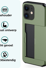 Forterra Hoesje Geschikt voor iPhone 11 Pashouder Hard Case Hoes Met Screenprotector - Hoes Geschikt voor iPhone 11 Hoesje Back Cover Met Pasjeshouder - Donker Groen