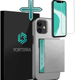 Forterra Forterra iPhone 11 Hoesje Pashouder Hard Met Screenprotector - Grijs