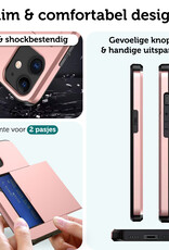 Forterra Hoesje Geschikt voor iPhone 11 Pashouder Hard Case Hoes Met Screenprotector - Hoes Geschikt voor iPhone 11 Hoesje Back Cover Met Pasjeshouder - Rosé Goud