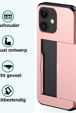 Forterra Hoesje Geschikt voor iPhone 11 Pashouder Hard Case Hoes Met Screenprotector - Hoes Geschikt voor iPhone 11 Hoesje Back Cover Met Pasjeshouder - Rosé Goud