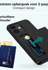 Forterra Hoesje Geschikt voor iPhone 11 Pashouder Hard Case Hoes Met Screenprotector - Hoes Geschikt voor iPhone 11 Hoesje Back Cover Met Pasjeshouder - Zwart