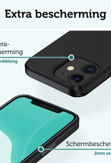 Forterra Hoesje Geschikt voor iPhone 11 Pashouder Hard Case Hoes Met Screenprotector - Hoes Geschikt voor iPhone 11 Hoesje Back Cover Met Pasjeshouder - Zwart