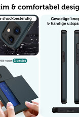 Forterra Hoesje Geschikt voor iPhone 11 Pashouder Hard Case Hoes Met 2x Screenprotector - Hoes Geschikt voor iPhone 11 Hoesje Back Cover Met Pasjeshouder - Donker Blauw