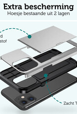 Forterra Hoesje Geschikt voor iPhone 11 Pashouder Hard Case Hoes Met 2x Screenprotector - Hoes Geschikt voor iPhone 11 Hoesje Back Cover Met Pasjeshouder - Grijs