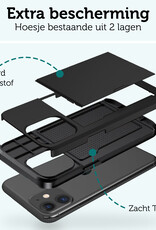 Forterra Hoesje Geschikt voor iPhone 11 Pashouder Hard Case Hoes Met 2x Screenprotector - Hoes Geschikt voor iPhone 11 Hoesje Back Cover Met Pasjeshouder - Zwart