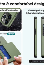 Forterra Hoesje Geschikt voor iPhone 11 Pro Pashouder Hard Case Hoes - Hoes Geschikt voor iPhone 11 Pro Hoesje Back Cover Met Pasjeshouder - Donker Groen