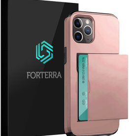 Forterra Forterra iPhone 11 Pro Hoesje Pashouder Hard - Rosé Goud