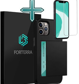 Forterra Forterra iPhone 11 Pro Hoesje Pashouder Hard Met Screenprotector - Zwart