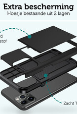 Forterra Hoesje Geschikt voor iPhone 11 Pro Pashouder Hard Case Hoes Met Screenprotector - Hoes Geschikt voor iPhone 11 Pro Hoesje Back Cover Met Pasjeshouder - Zwart