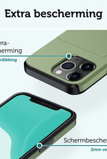 Forterra Hoesje Geschikt voor iPhone 11 Pro Pashouder Hard Case Hoes Met 2x Screenprotector - Hoes Geschikt voor iPhone 11 Pro Hoesje Back Cover Met Pasjeshouder - Donker Groen