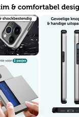Forterra Hoesje Geschikt voor iPhone 11 Pro Pashouder Hard Case Hoes Met 2x Screenprotector - Hoes Geschikt voor iPhone 11 Pro Hoesje Back Cover Met Pasjeshouder - Grijs