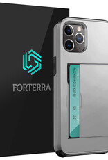 Forterra Hoesje Geschikt voor iPhone 11 Pro Max Pashouder Hard Case Hoes - Hoes Geschikt voor iPhone 11 Pro Max Hoesje Back Cover Met Pasjeshouder - Grijs