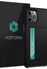 Forterra Hoesje Geschikt voor iPhone 11 Pro Max Pashouder Hard Case Hoes - Hoes Geschikt voor iPhone 11 Pro Max Hoesje Back Cover Met Pasjeshouder - Zwart