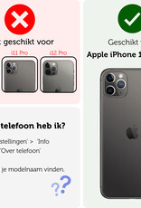 Forterra Hoesje Geschikt voor iPhone 11 Pro Max Pashouder Hard Case Hoes Met Screenprotector - Hoes Geschikt voor iPhone 11 Pro Max Hoesje Back Cover Met Pasjeshouder - Donker Blauw
