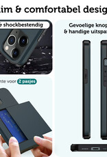 Forterra Hoesje Geschikt voor iPhone 11 Pro Max Pashouder Hard Case Hoes Met Screenprotector - Hoes Geschikt voor iPhone 11 Pro Max Hoesje Back Cover Met Pasjeshouder - Donker Blauw