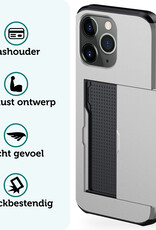 Forterra Hoesje Geschikt voor iPhone 11 Pro Max Pashouder Hard Case Hoes Met 2x Screenprotector - Hoes Geschikt voor iPhone 11 Pro Max Hoesje Back Cover Met Pasjeshouder - Grijs