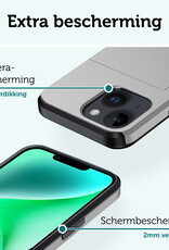 Forterra Hoesje Geschikt voor iPhone 14 Pashouder Hard Case Hoes - Hoes Geschikt voor iPhone 14 Hoesje Back Cover Met Pasjeshouder - Grijs