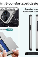 Forterra Hoesje Geschikt voor iPhone 14 Pashouder Hard Case Hoes - Hoes Geschikt voor iPhone 14 Hoesje Back Cover Met Pasjeshouder - Grijs