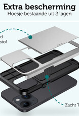 Forterra Hoesje Geschikt voor iPhone 14 Pashouder Hard Case Hoes Met Screenprotector - Hoes Geschikt voor iPhone 14 Hoesje Back Cover Met Pasjeshouder - Grijs