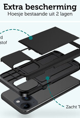 Forterra Hoesje Geschikt voor iPhone 14 Pashouder Hard Case Hoes Met Screenprotector - Hoes Geschikt voor iPhone 14 Hoesje Back Cover Met Pasjeshouder - Zwart