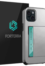 Forterra Hoesje Geschikt voor iPhone 14 Plus Pashouder Hard Case Hoes - Hoes Geschikt voor iPhone 14 Plus Hoesje Back Cover Met Pasjeshouder - Grijs