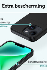 Forterra Hoesje Geschikt voor iPhone 14 Plus Pashouder Hard Case Hoes - Hoes Geschikt voor iPhone 14 Plus Hoesje Back Cover Met Pasjeshouder - Zwart