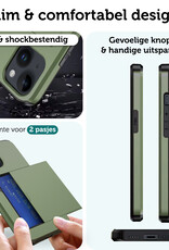 Forterra Hoesje Geschikt voor iPhone 14 Plus Pashouder Hard Case Hoes Met Screenprotector - Hoes Geschikt voor iPhone 14 Plus Hoesje Back Cover Met Pasjeshouder - Donker Groen