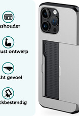 Forterra Hoesje Geschikt voor iPhone 14 Pro Pashouder Hard Case Hoes - Hoes Geschikt voor iPhone 14 Pro Hoesje Back Cover Met Pasjeshouder - Grijs