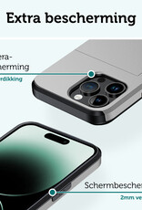 Forterra Hoesje Geschikt voor iPhone 14 Pro Pashouder Hard Case Hoes - Hoes Geschikt voor iPhone 14 Pro Hoesje Back Cover Met Pasjeshouder - Grijs